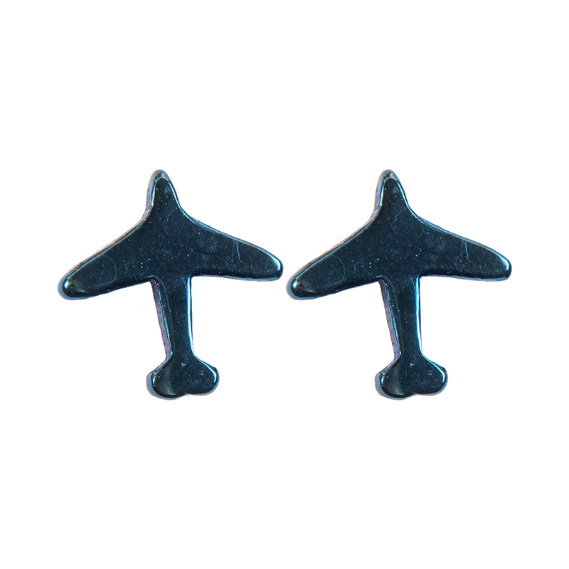 Blue Airplane Stud Earrings