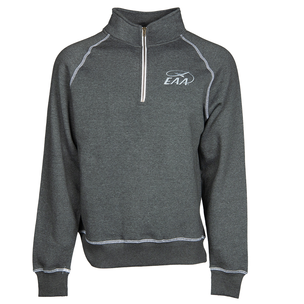 EAA Embroidered Quarter Zip Sweatshirt, Charcoal Shop EAA Merchandise