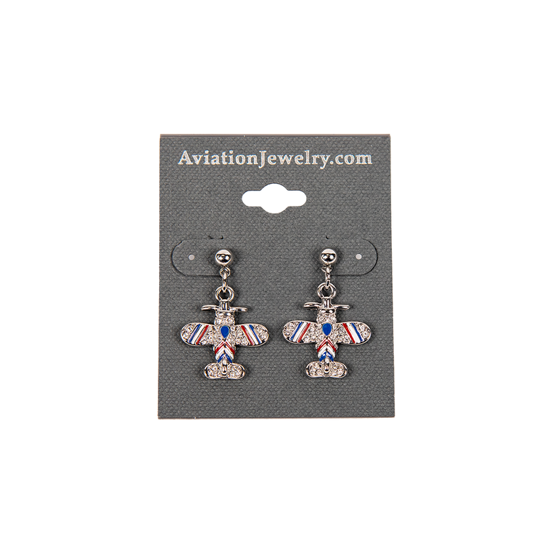 Red, White, and Blue Airplane Earrings