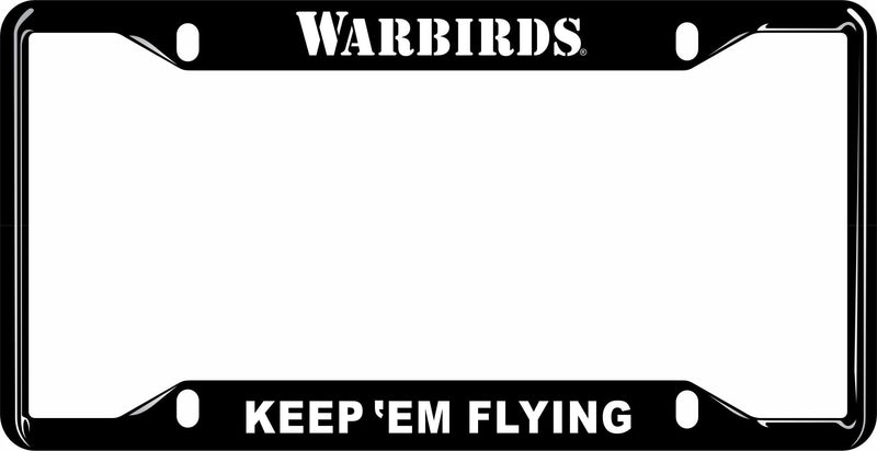 License Plate Frame Black with White Warbirds-WB