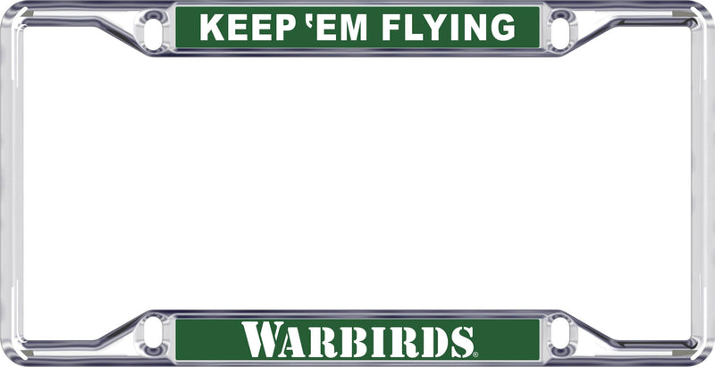 License Plate Frame Silver with Green Warbirds-WB