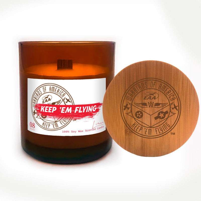 Candle 8oz Linen Scented Candle w/wood lid-WB