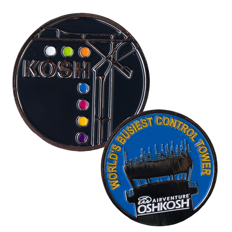 Land on the Dot at Oshkosh 2024 Challenge Coin