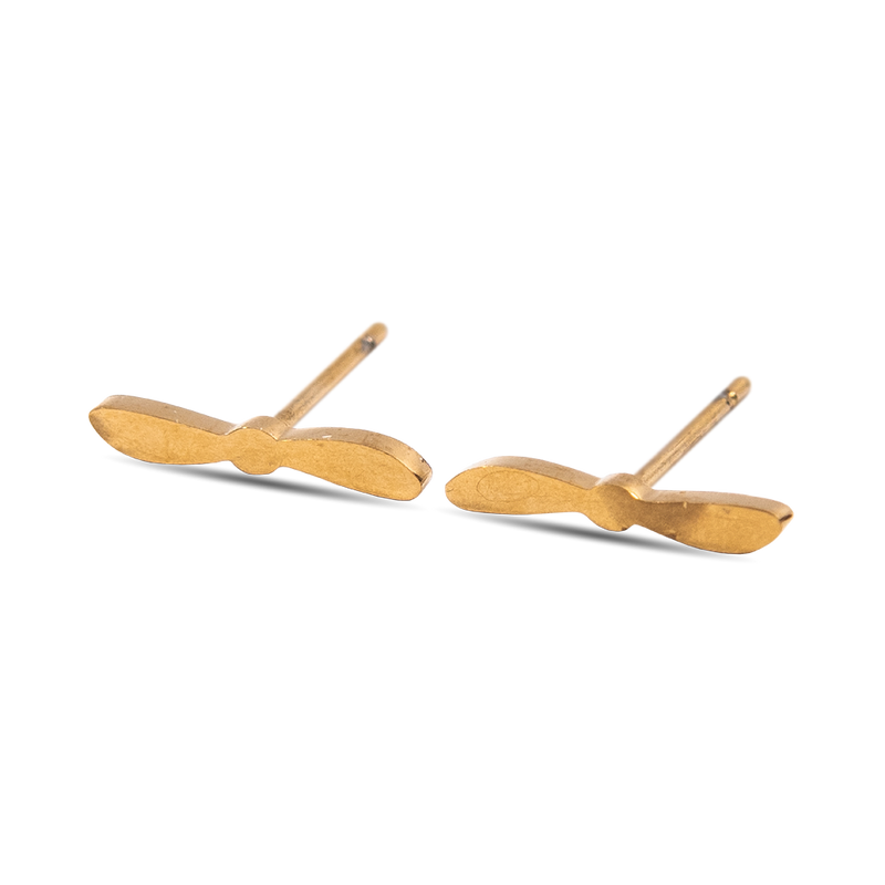 Gold Two-Bladed Propeller Stud Earrings