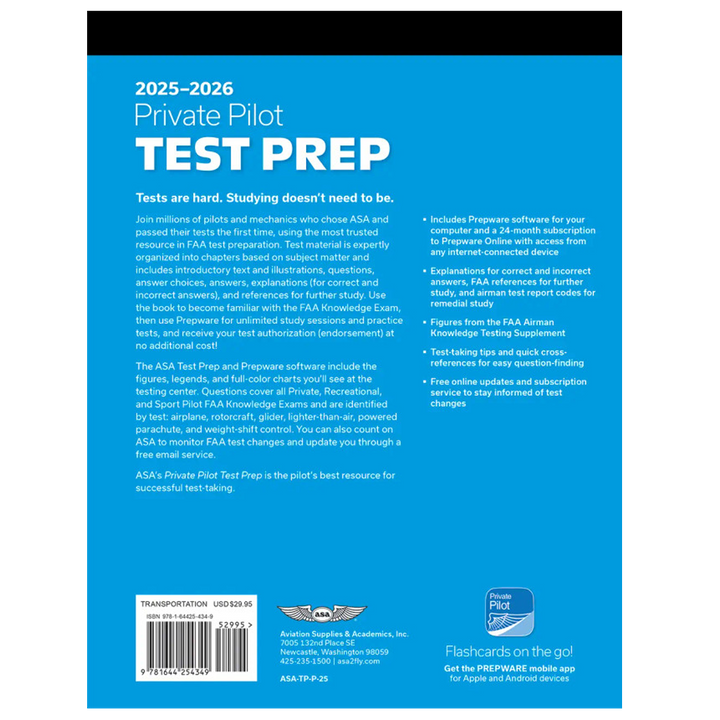Private Pilot Test Prep 2025-2026: Paperback plus software