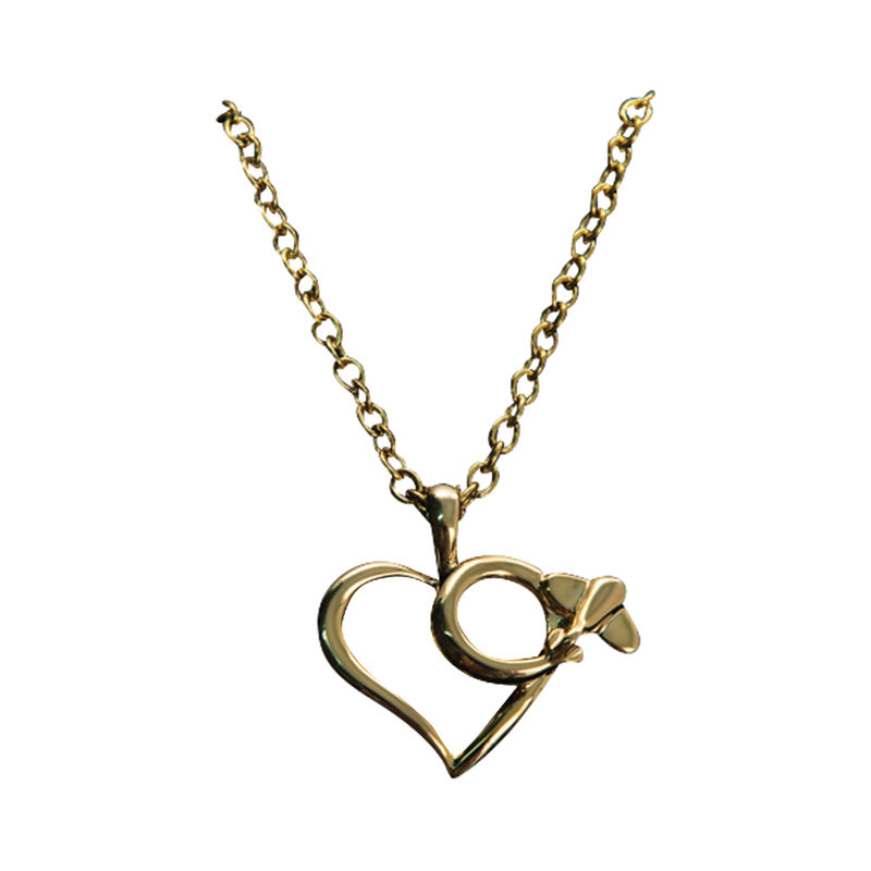 Gold-Tone Airplane Heart Necklace