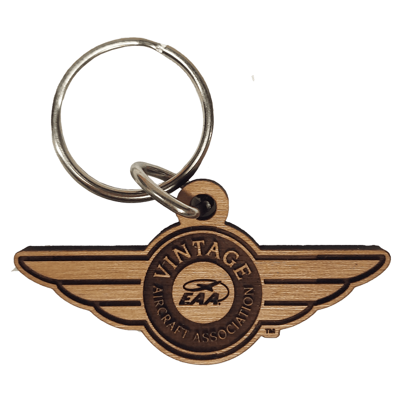 Vintage Aircraft Association Etched Wood Keychain