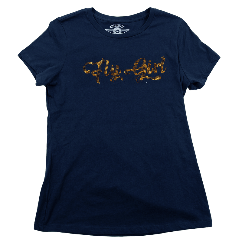 Vintage Aircraft Association Ladies Navy Flygirl "Bling" T-Shirt