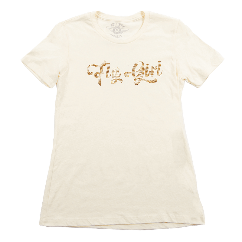 Vintage Aircraft Association Ladies Cream Flygirl "Bling" T-Shirt