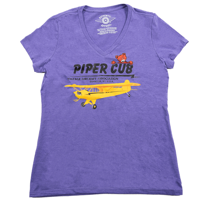 Vintage Aircraft Association Ladies V-Neck Piper Cub T-Shirt