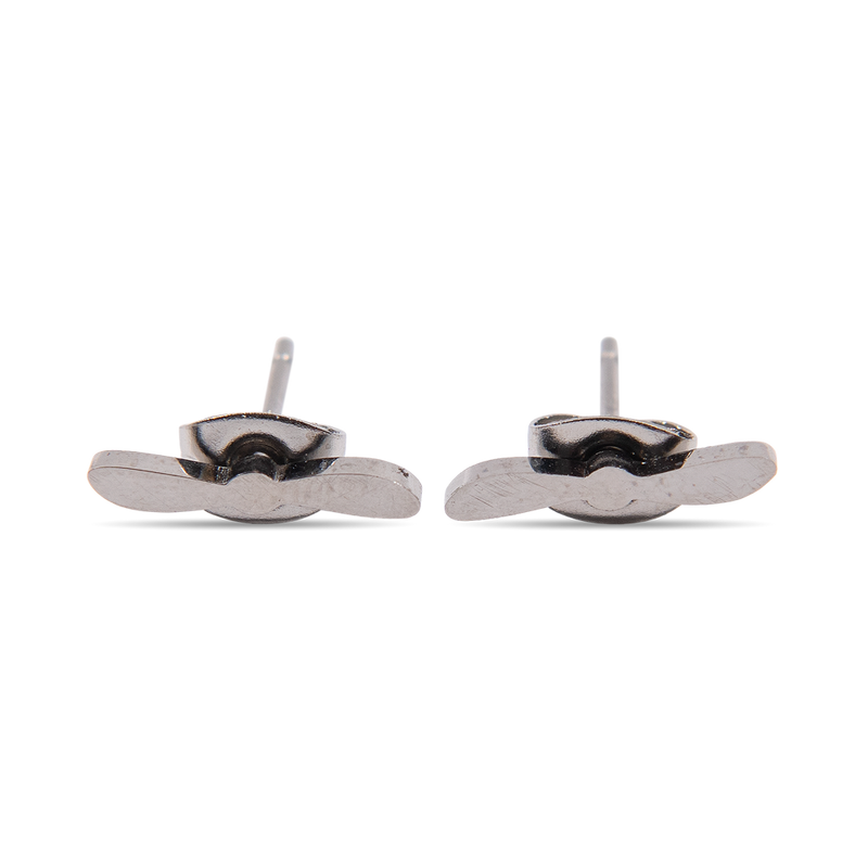 Silver Two-Bladed Propeller Stud Earrings