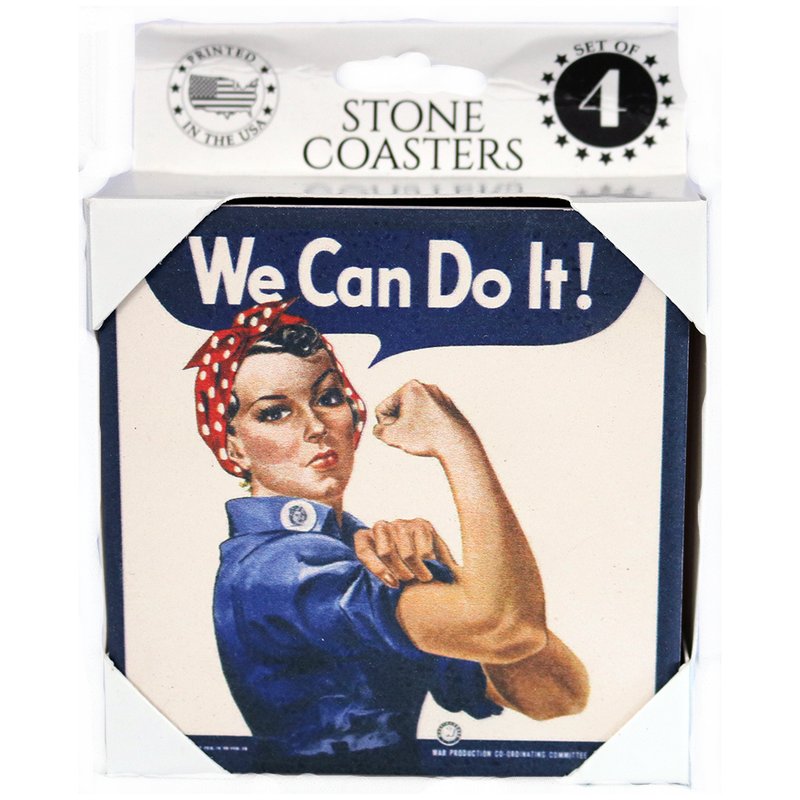 Set of Four Rosie the Riveter Stone Coasters