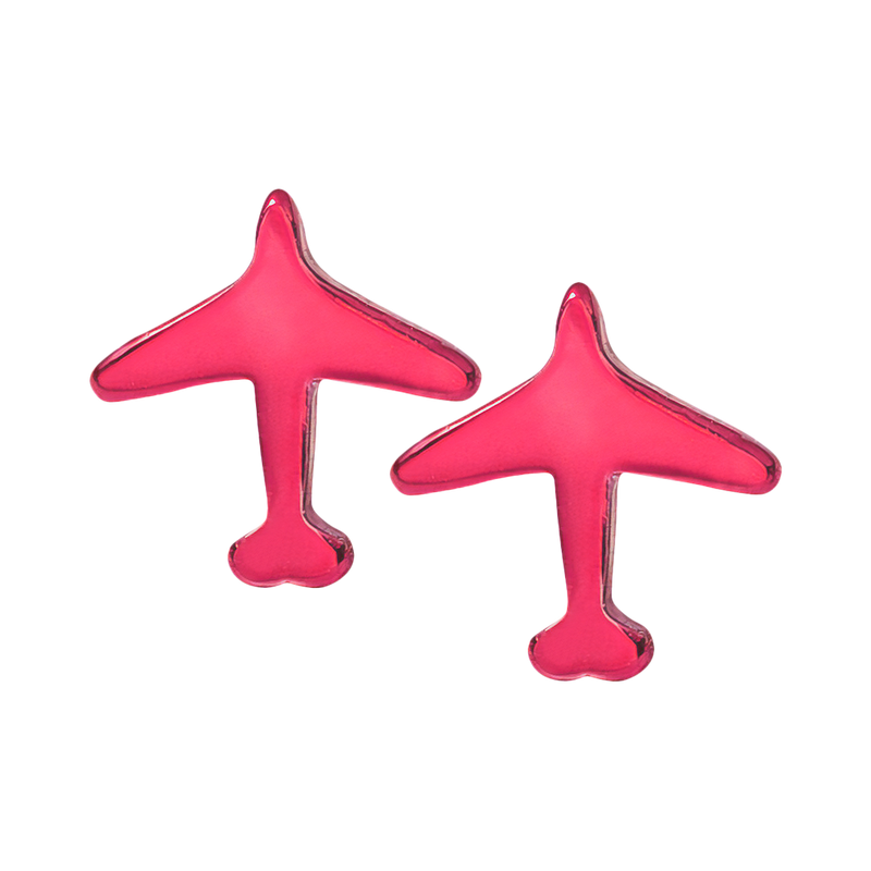 Pink Airplane Stud Earrings