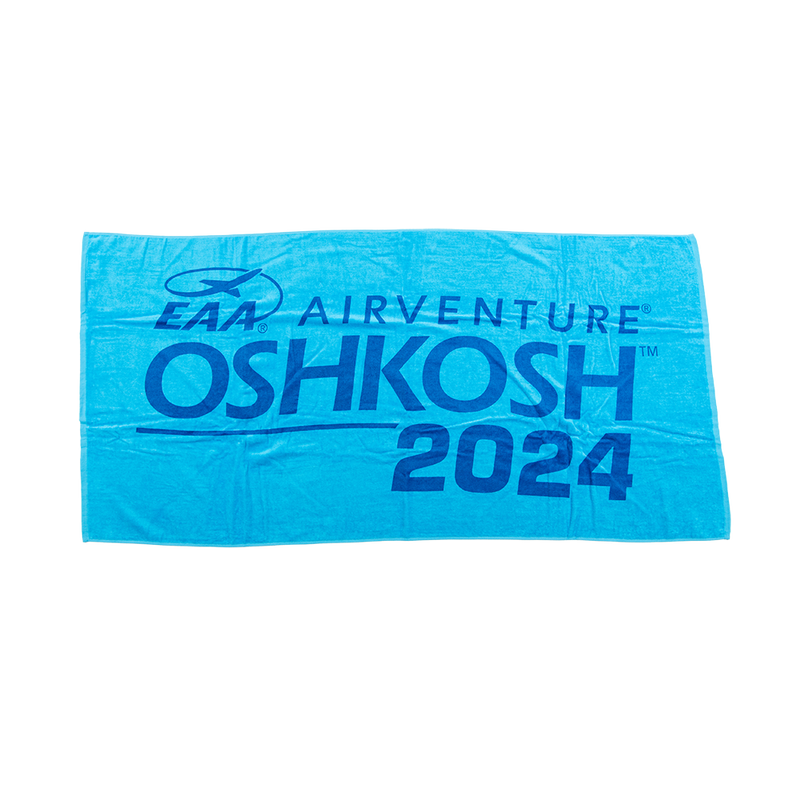 EAA AirVenture Oshkosh 2024 Velour Beach Towel, Aqua