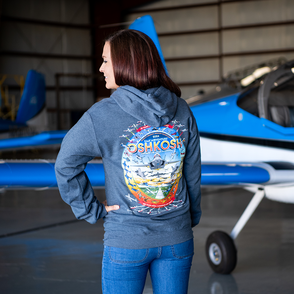 EAA AirVenture Oshkosh 2024 Event Hoodie, Grey Shop EAA Merchandise