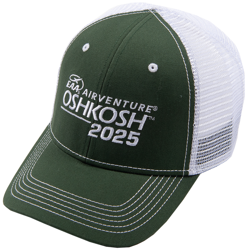 EAA AirVenture Oshkosh 2025 Military Green & White Cap