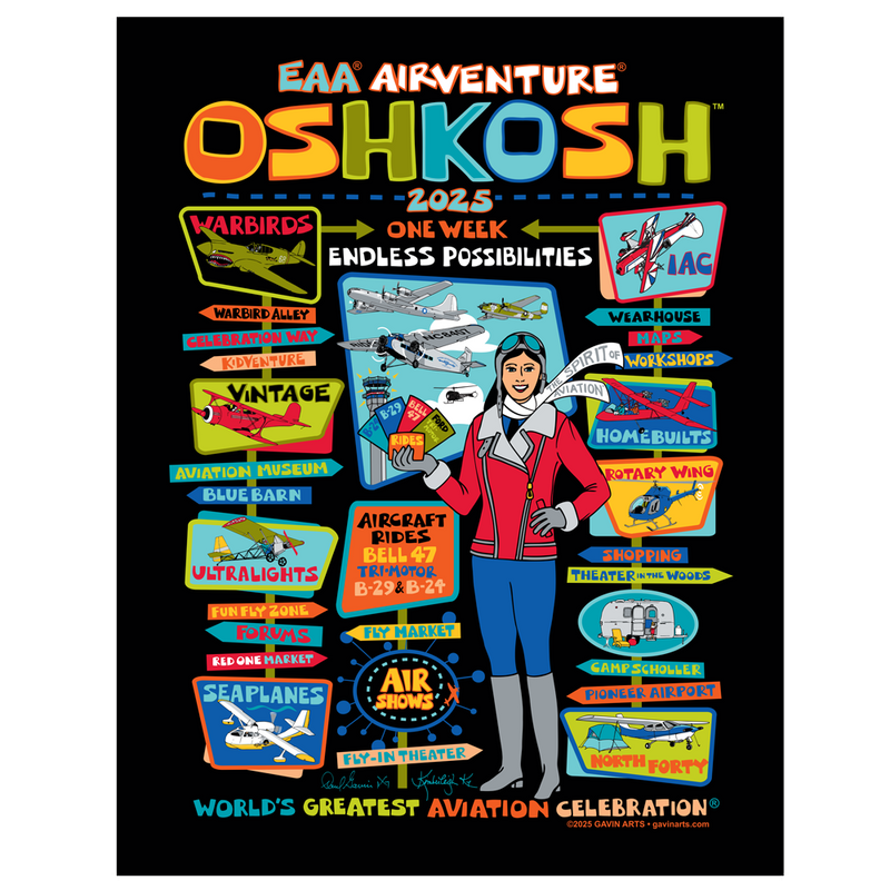 EAA AirVenture Oshkosh 2025 Retro Design Poster