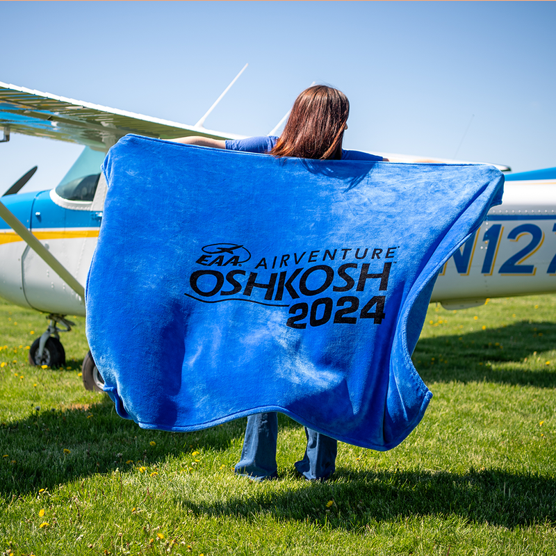 EAA AirVenture Oshkosh 2024 50" x 60" Blanket, Royal Blue