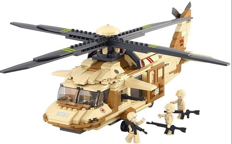 Sluban Military Blocks Army Bricks Toy – Black Hawk Helicopter