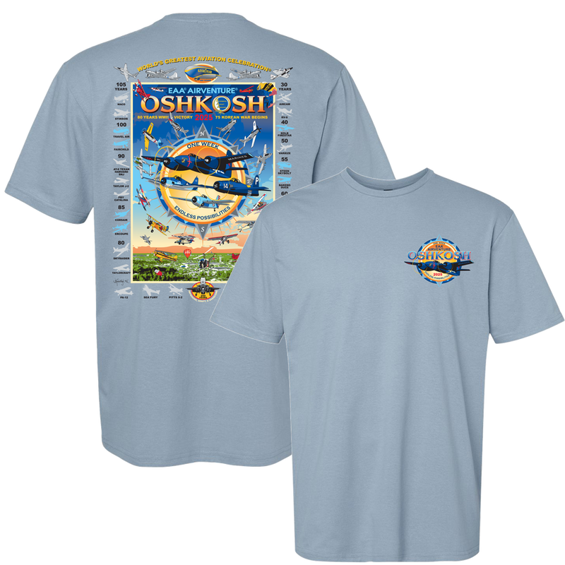 EAA AirVenture Oshkosh 2025 Event T-Shirt, Blue