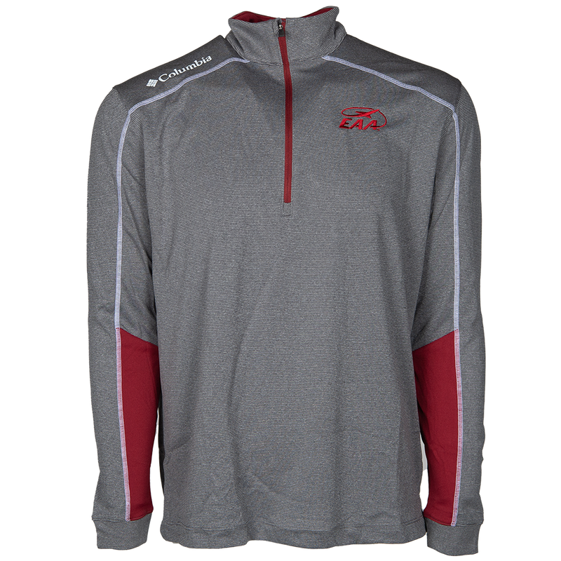 EAA Columbia Quarter Zip Golf Pullover, Grey & Red