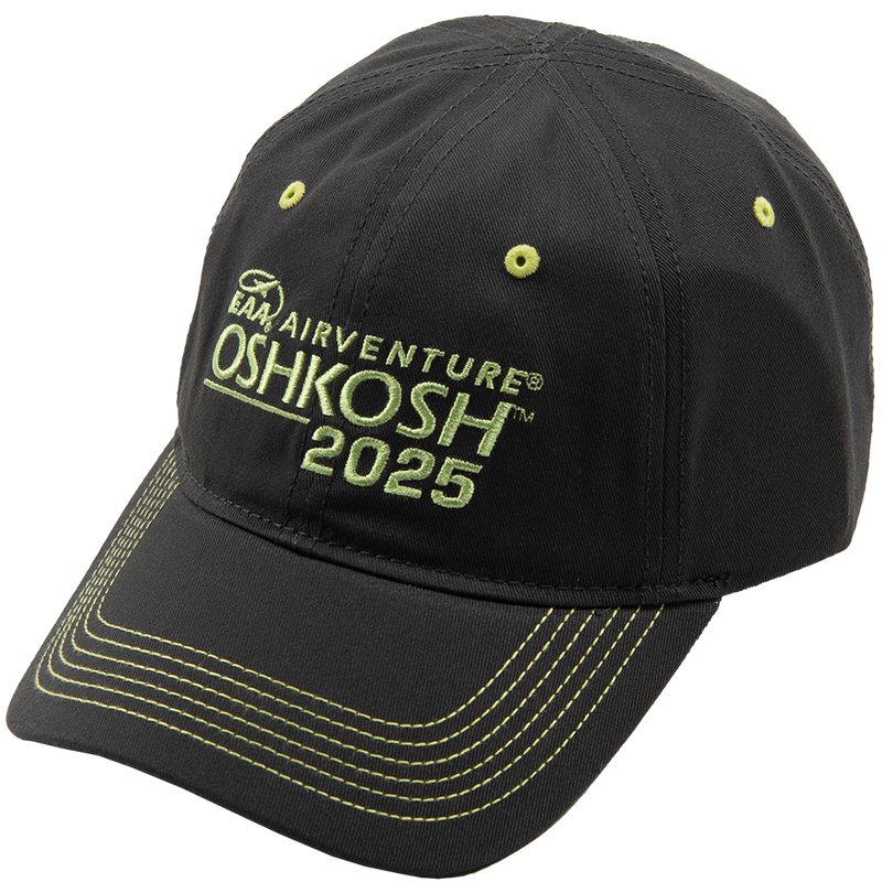 EAA AirVenture Oshkosh 2025 Cap, Charcoal & Lime