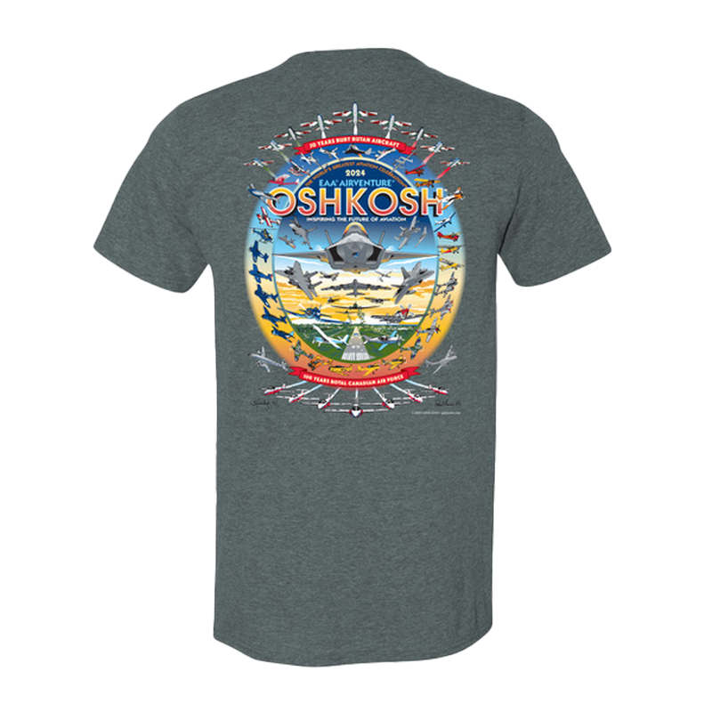 EAA Men's AirVenture Oshkosh 2024 Event T-Shirt, Grey – Shop EAA ...