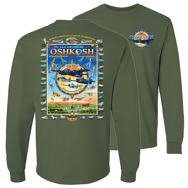 EAA AirVenture Oshkosh 2025 Event Long-Sleeve Tee, Green