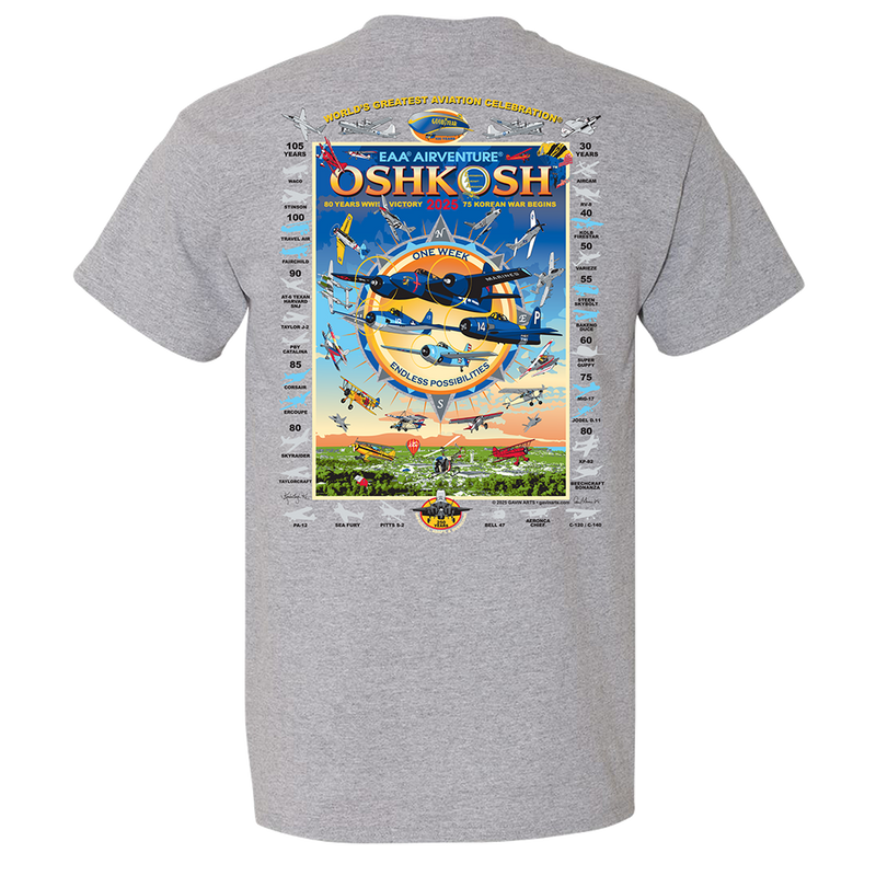 EAA AirVenture Oshkosh 2025 Event Pocket T-Shirt, Grey