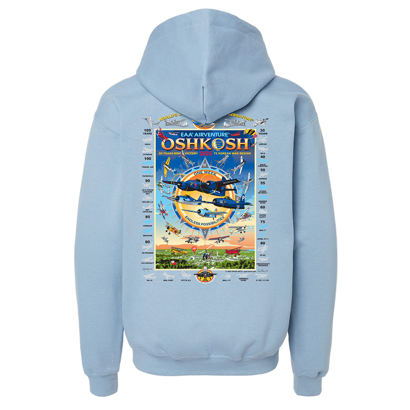 EAA Youth AirVenture Oshkosh 2025 Event Hoodie, Blue