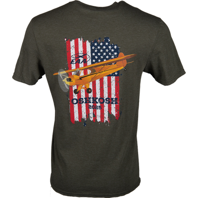EAA AirVenture Oshkosh 2025 Vintage Cub and Flag T-shirt