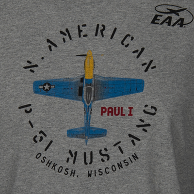 EAA Red Canoe Paul I P-51 Mustang Grey T-Shirt