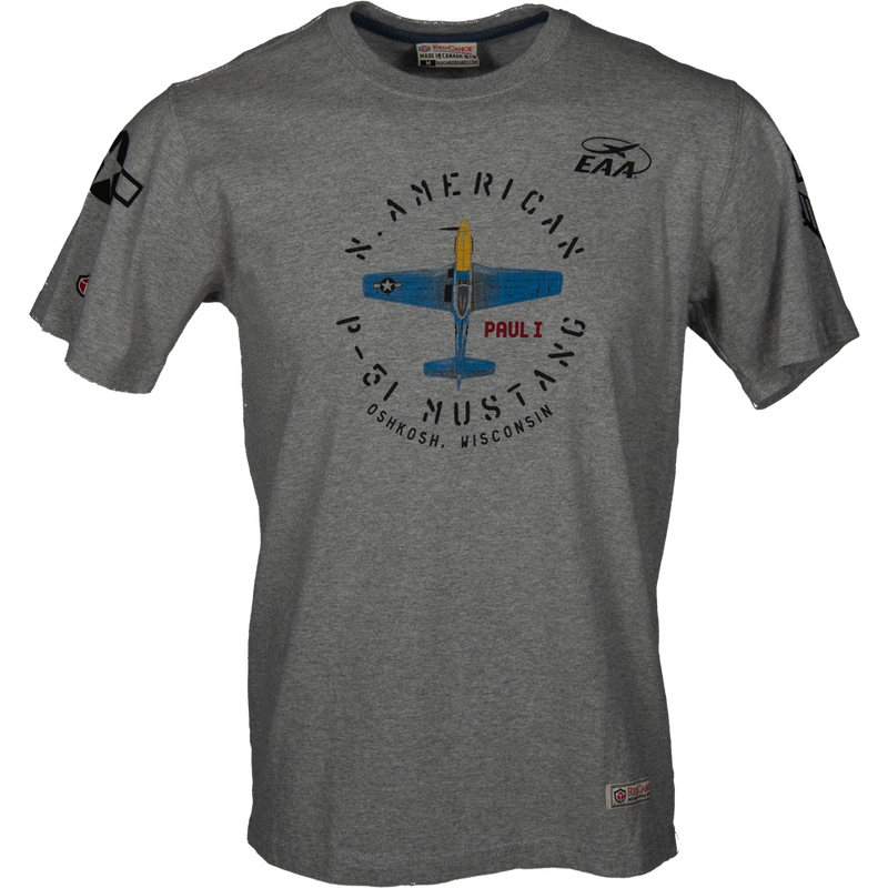 EAA Red Canoe Paul I P-51 Mustang Grey T-Shirt