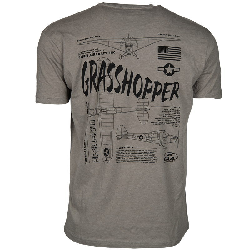 EAA Piper L-4 Grasshopper T-Shirt, Grey