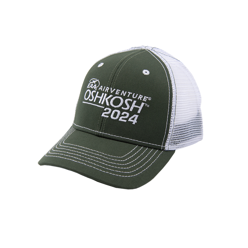 EAA AirVenture Oshkosh 2024  Hat, Military Green and White