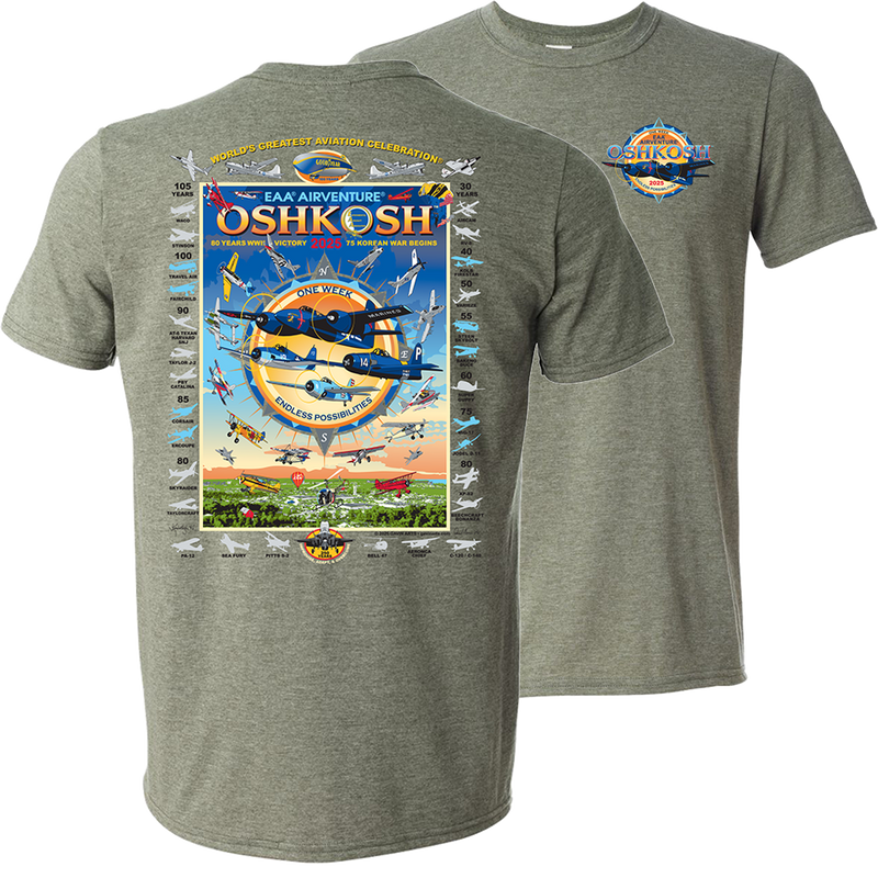 EAA AirVenture Oshkosh 2025 Event T-Shirt, Green