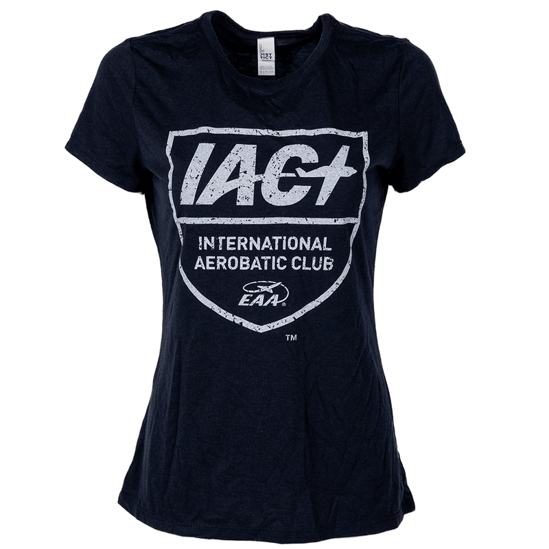 Ladies Navy T-shirt w/white IAC Logo