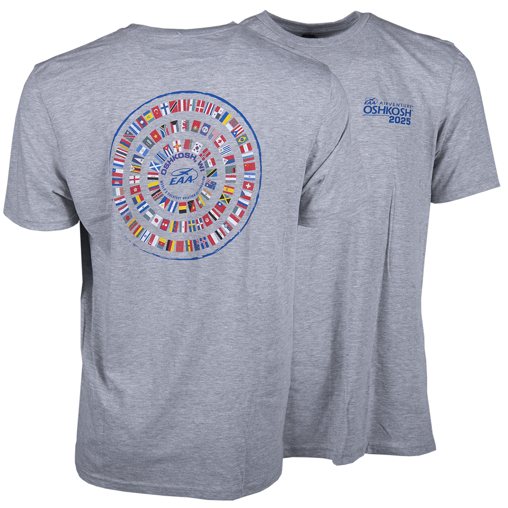 EAA AirVenture Oshkosh 2025 International Flags TShirt Shop EAA