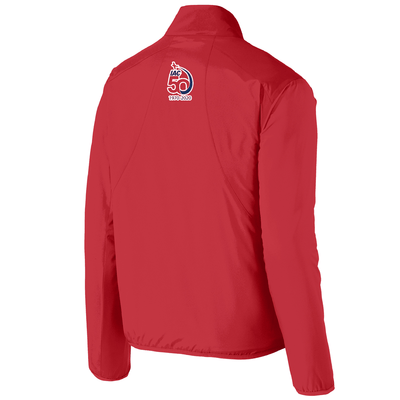 IAC 50th Anniversary Red Wind Breaker Jacket with Quarter Zip Front