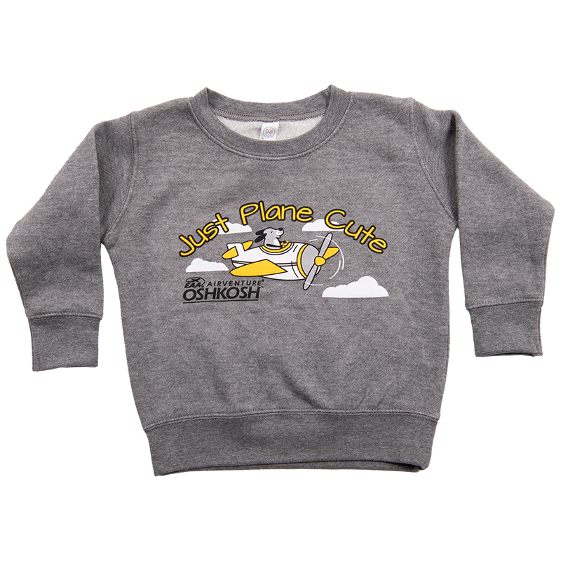 EAA Toddler AirVenture Oshkosh "Just Plane Cute" Crew Sweatshirt, Grey