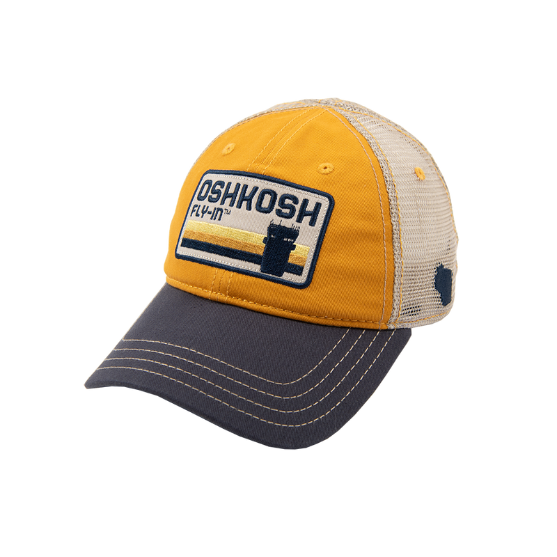 EAA Oshkosh Fly-In Tower Hat, Gold, Navy and Antique White