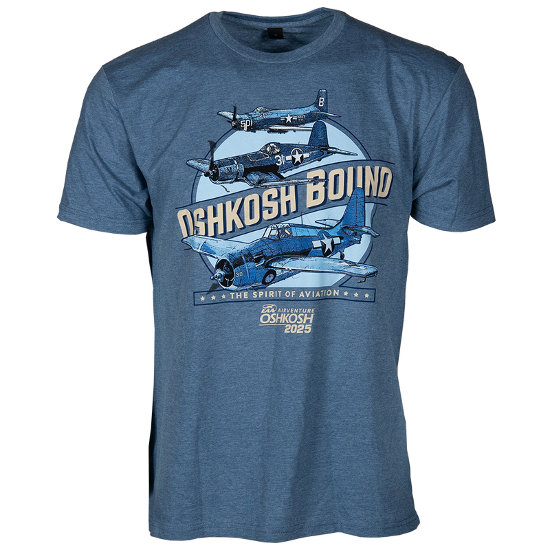 EAA AirVenture 2025 Oshkosh Bound T-Shirt, Blue