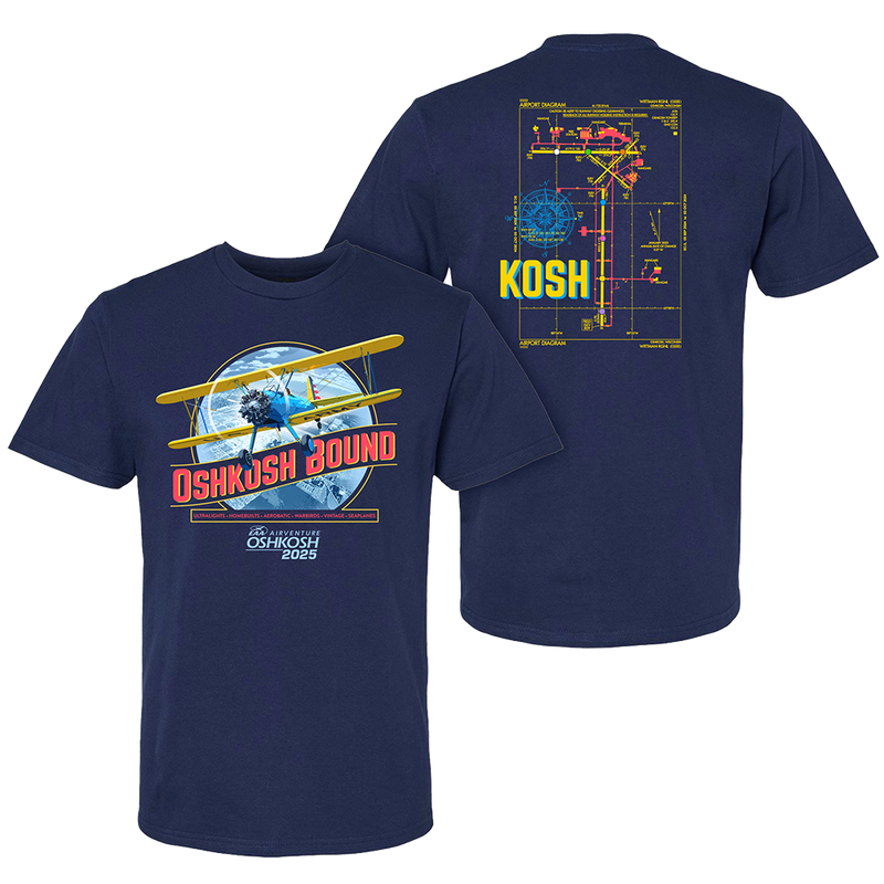 EAA AirVenture 2025 Oshkosh Bound T-Shirt, Navy