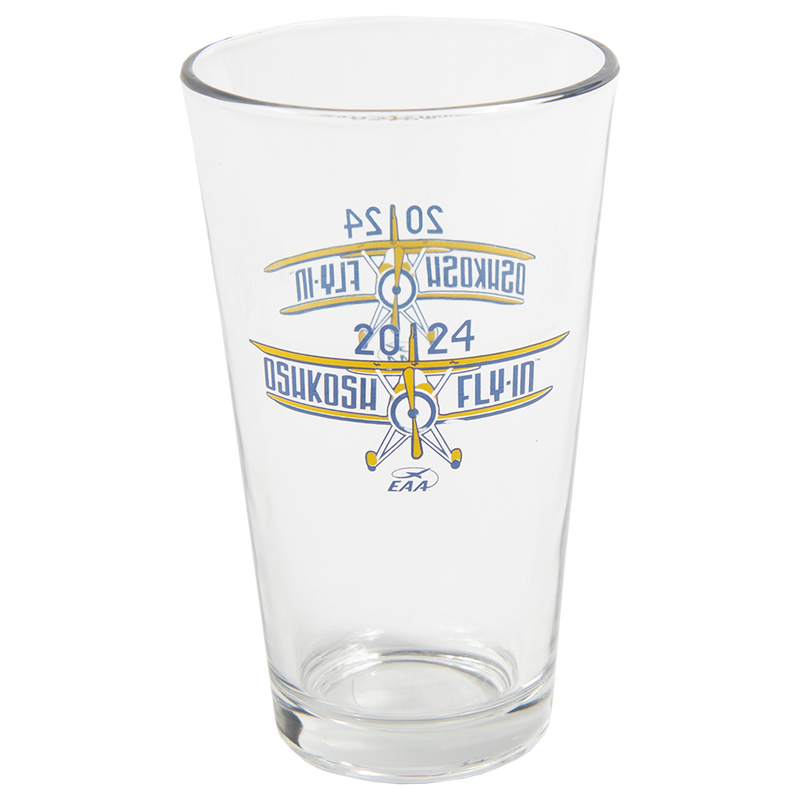 EAA Oshkosh FlyIn 2024 Biplane Pint Glass, 16oz Shop EAA Merchandise