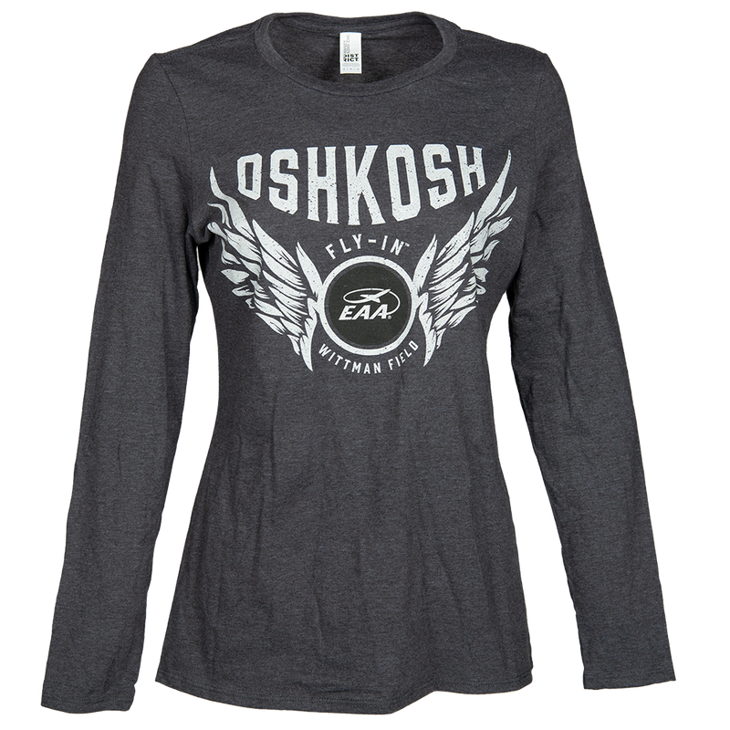 EAA Ladies Oshkosh Fly-In Wittman Field Wings Shirt, Grey