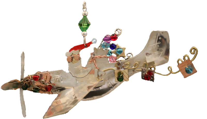 EAA Handmade Santa in a P-51 Ornament