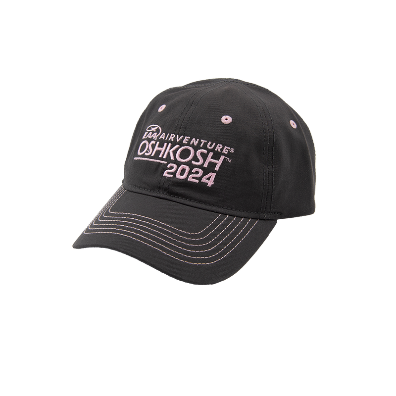EAA AirVenture Oshkosh 2024 Hat, Charcoal and Pink