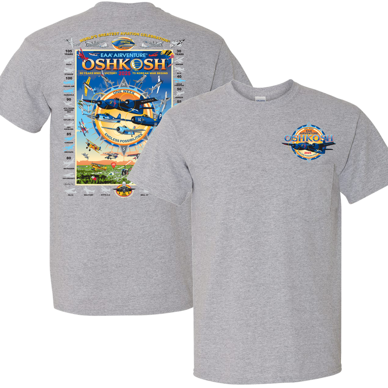 EAA AirVenture Oshkosh 2025 Event Pocket T-Shirt, Grey