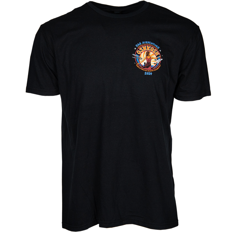 EAA AirVenture Oshkosh 2024 Retro T-Shirt, Black