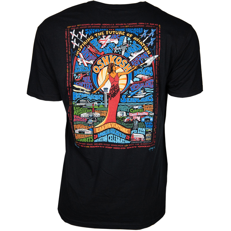 EAA AirVenture Oshkosh 2024 Retro T-Shirt, Black